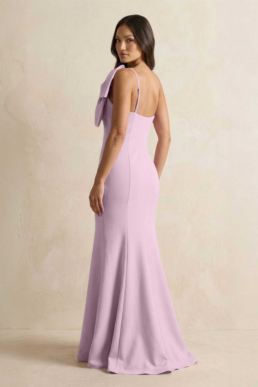 Bow Mermaid One Shoulder Bridesmaid Dress in Lilac - KISS BRIDAL Bridesmaid Dresses
