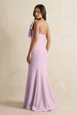 Bow Mermaid One Shoulder Bridesmaid Dress in Lilac - SHE IS ME Bridesmaid Dresses