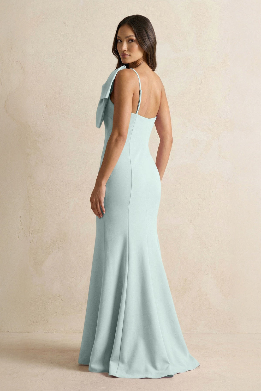 Bow Mermaid One Shoulder Bridesmaid Dress in Mist - KISS BRIDAL Bridesmaid Dresses