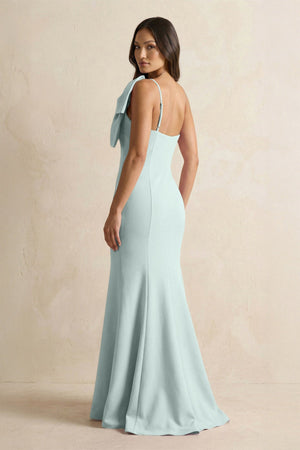 Bow Mermaid One Shoulder Bridesmaid Dress in Mist - SHE IS ME Bridesmaid Dresses