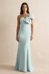 Bow Mermaid One Shoulder Bridesmaid Dress in Mist - KISS BRIDAL Bridesmaid Dresses
