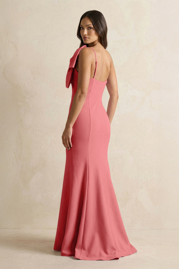 Bow Mermaid One Shoulder Bridesmaid Dress in Mulberry - KISS BRIDAL Bridesmaid Dresses