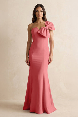 Bow Mermaid One Shoulder Bridesmaid Dress in Mulberry - KISS BRIDAL Bridesmaid Dresses