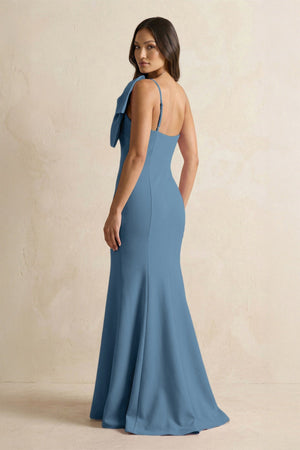 Bow Mermaid One Shoulder Bridesmaid Dress in Neptune - KISS BRIDAL Bridesmaid Dresses