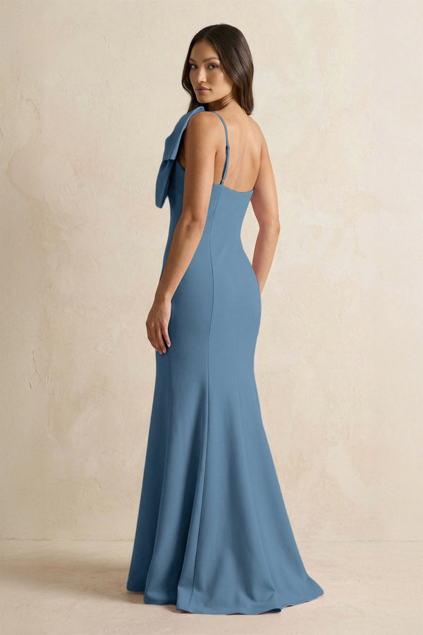 Bow Mermaid One Shoulder Bridesmaid Dress in Neptune - KISS BRIDAL Bridesmaid Dresses