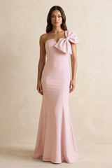 Bow Mermaid One Shoulder Bridesmaid Dress in Rose Petal - KISS BRIDAL Bridesmaid Dresses