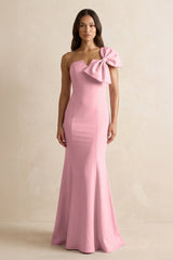 Bow Mermaid One Shoulder Bridesmaid Dress in Rosette - KISS BRIDAL Bridesmaid Dresses