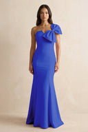 Bow Mermaid One Shoulder Bridesmaid Dress in Royal Blue - KISS BRIDAL Bridesmaid Dresses