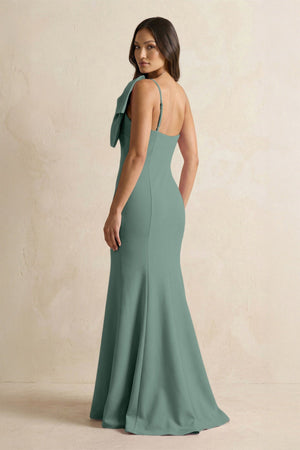 Bow Mermaid One Shoulder Bridesmaid Dress in Sea Glass - KISS BRIDAL Bridesmaid Dresses
