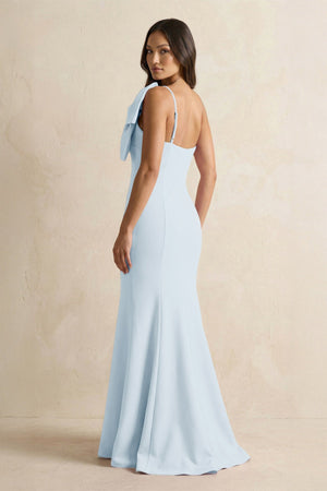 Bow Mermaid One Shoulder Bridesmaid Dress in Sky Blue - KISS BRIDAL Bridesmaid Dresses