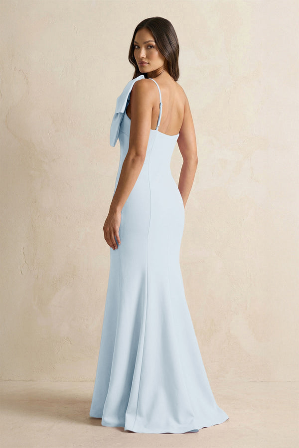 Bow Mermaid One Shoulder Bridesmaid Dress in Sky Blue - KISS BRIDAL Bridesmaid Dresses