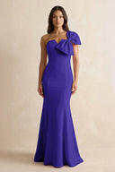 Bow Mermaid One Shoulder Bridesmaid Dress in Tahiti - KISS BRIDAL Bridesmaid Dresses