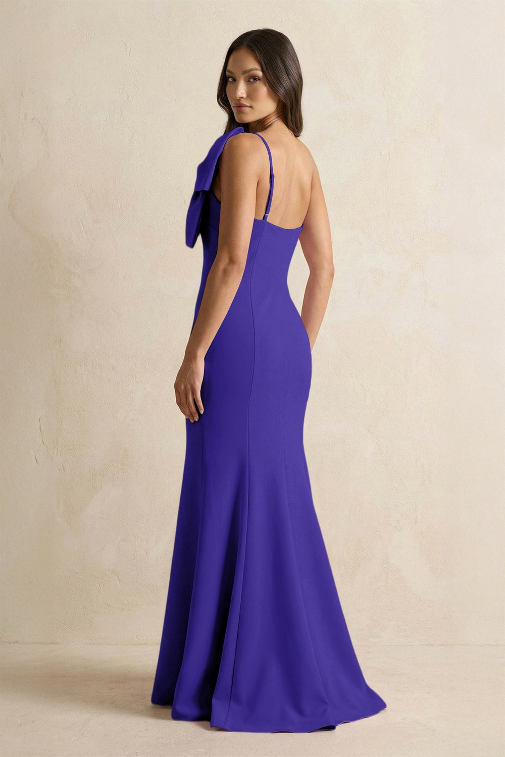 Bow Mermaid One Shoulder Bridesmaid Dress in Tahiti - KISS BRIDAL Bridesmaid Dresses