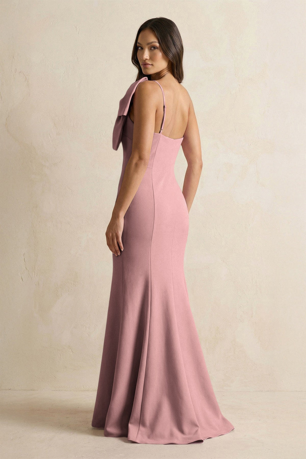 Bow Mermaid One Shoulder Bridesmaid Dress in Toffee - KISS BRIDAL Bridesmaid Dresses