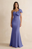 Bow Mermaid One Shoulder Bridesmaid Dress in Twilight - SHE IS ME Bridesmaid Dresses