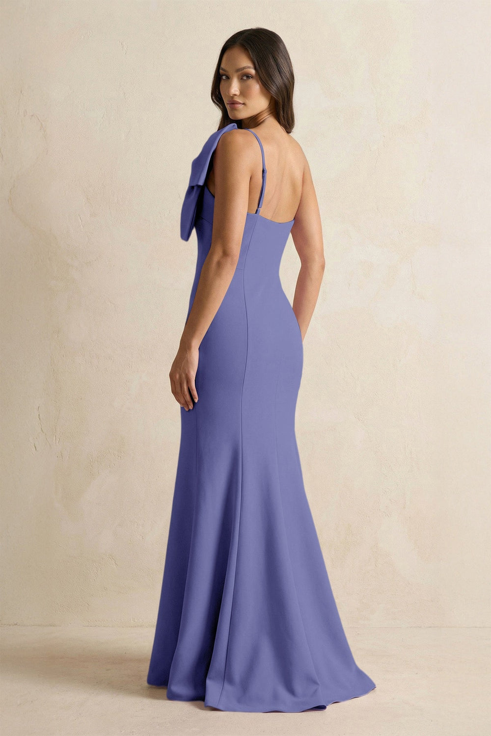Bow Mermaid One Shoulder Bridesmaid Dress in Twilight - KISS BRIDAL Bridesmaid Dresses