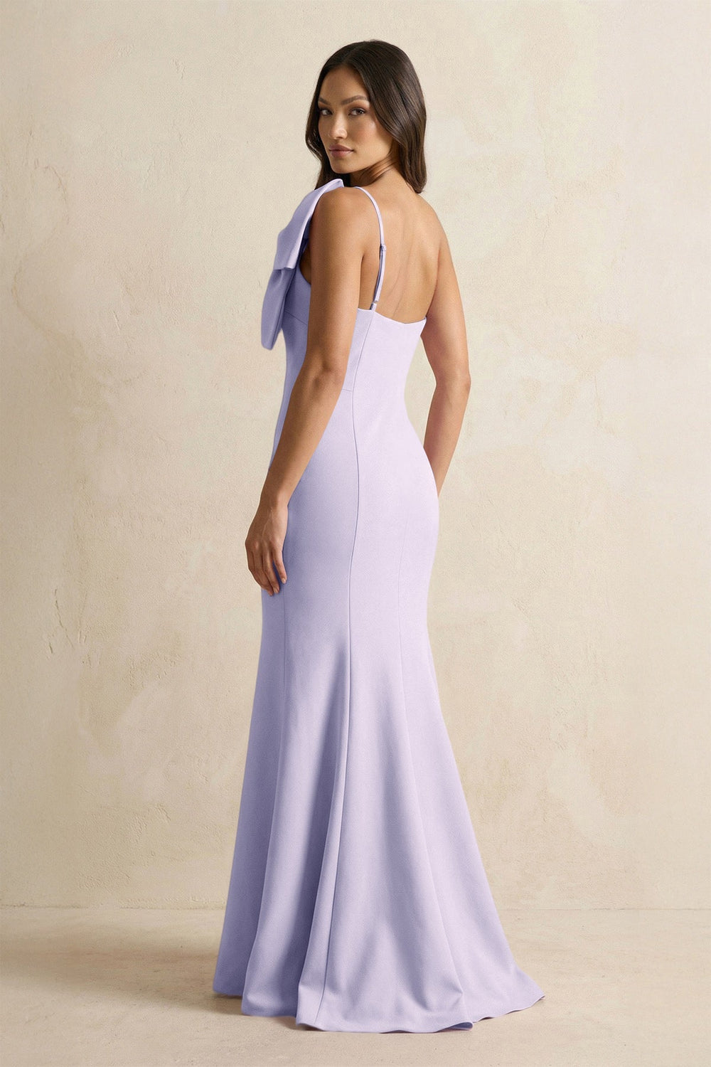 Bow Mermaid One Shoulder Bridesmaid Dress in Vintage Mauve - KISS BRIDAL Bridesmaid Dresses