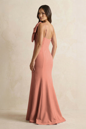 Bow Mermaid One Shoulder Bridesmaid Dress in Wild Rose - KISS BRIDAL Bridesmaid Dresses