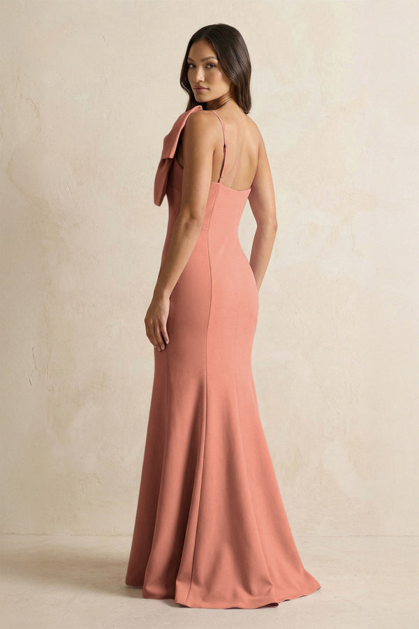 Bow Mermaid One Shoulder Bridesmaid Dress in Wild Rose - KISS BRIDAL Bridesmaid Dresses