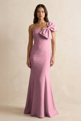 Bow Mermaid One Shoulder Bridesmaid Dress in Wisteria - KISS BRIDAL Bridesmaid Dresses