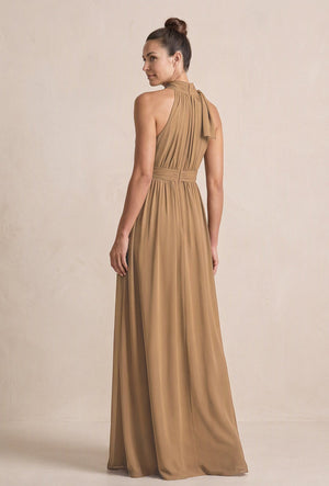 Brown Chiffon Halter A-Line Mother of the Bride Dress (2) | KISSBRIDAL