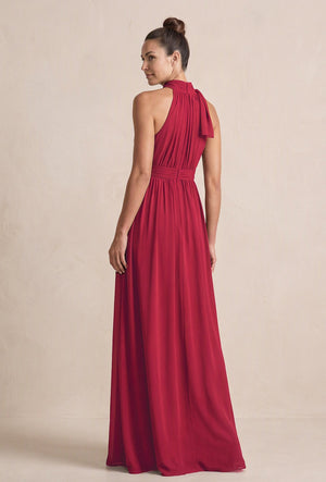 Burgundy Chiffon Halter A-Line Mother of the Bride Dress (2) | KISSBRIDAL