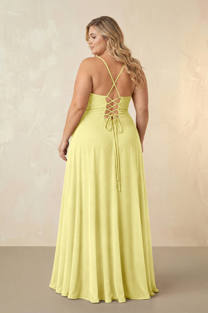 Buttercup Spaghetti Straps Chiffon A-Line Bridesmaid Dress (2) [sizeplus] | KISSBRIDAL