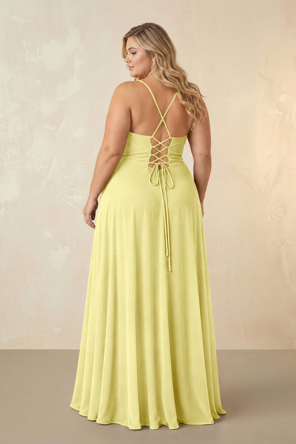Buttercup Spaghetti Straps Chiffon A-Line Bridesmaid Dress (2) [sizeplus] | KISSBRIDAL
