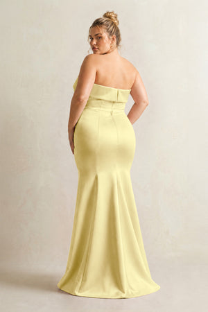 Buttercup Strapless Satin Mermaid Bridesmaid Dress (2) [sizeplus] | KISSBRIDAL