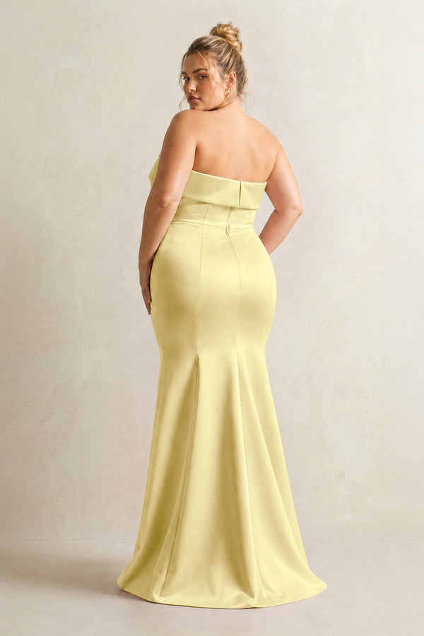 Buttercup Strapless Satin Mermaid Bridesmaid Dress (2) [sizeplus] | KISSBRIDAL