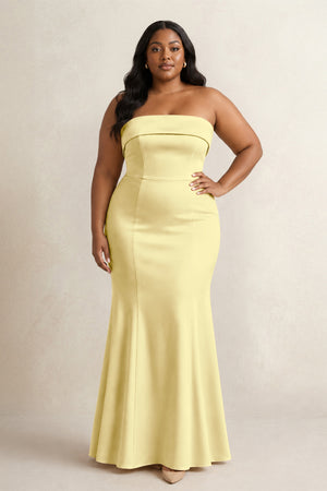 Buttercup Strapless Satin Mermaid Bridesmaid Dress (3) [sizeplus] | KISSBRIDAL