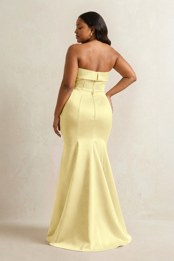 Buttercup Strapless Satin Mermaid Bridesmaid Dress (4) [sizeplus] | KISSBRIDAL