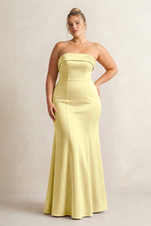 Buttercup Strapless Satin Mermaid Bridesmaid Dress [sizeplus] | KISSBRIDAL