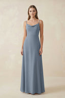 Cami Strap A-Line Chiffon Bridesmaid Dress in Neptune - KISS BRIDAL BRIDESMAID DRESSES
