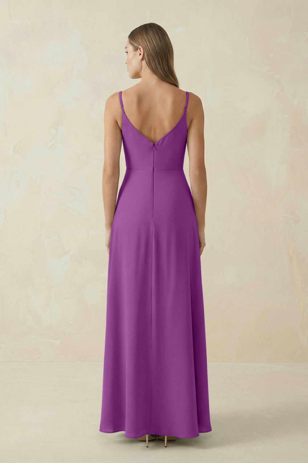 Cami Strap A - Line Chiffon Bridesmaid Dress in Amethyst - KISS BRIDAL Bridesmaid Dresses