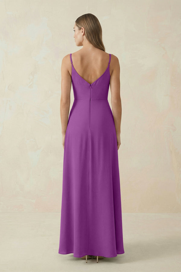Cami Strap A - Line Chiffon Bridesmaid Dress in Amethyst - SHE IS ME Bridesmaid Dresses