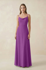 Cami Strap A - Line Chiffon Bridesmaid Dress in Amethyst - KISS BRIDAL Bridesmaid Dresses