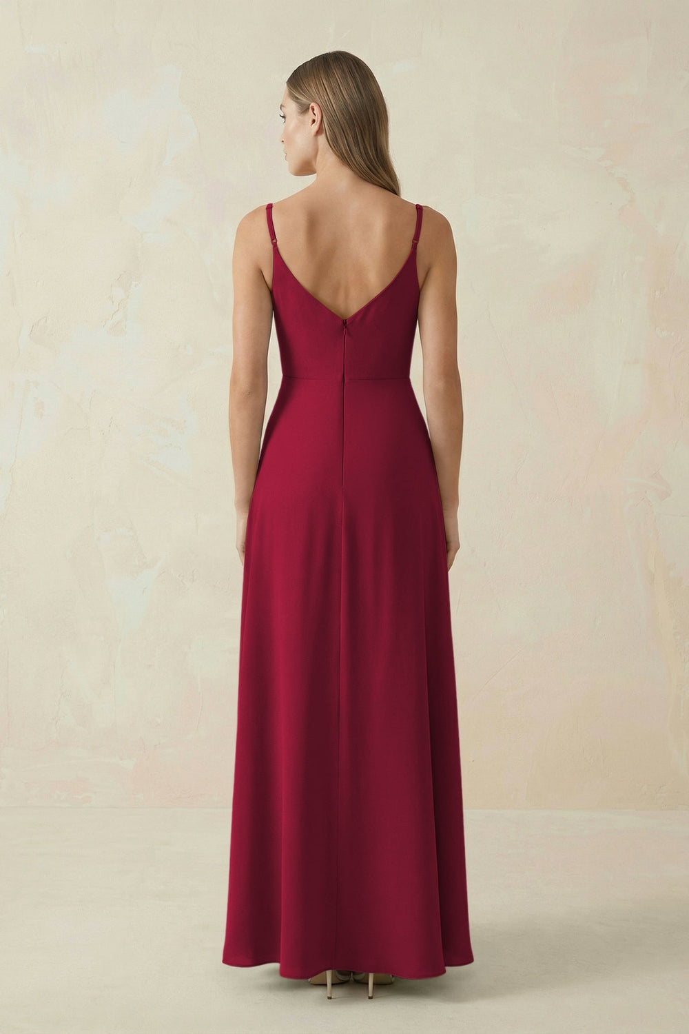 Cami Strap A - Line Chiffon Bridesmaid Dress in Berry - KISS BRIDAL Bridesmaid Dresses