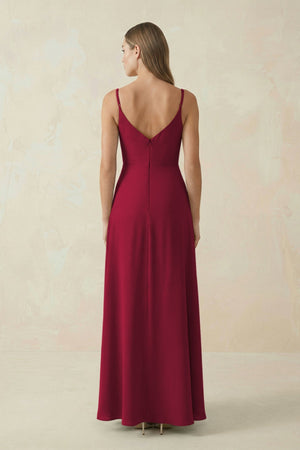 Cami Strap A - Line Chiffon Bridesmaid Dress in Berry - SHE IS ME Bridesmaid Dresses