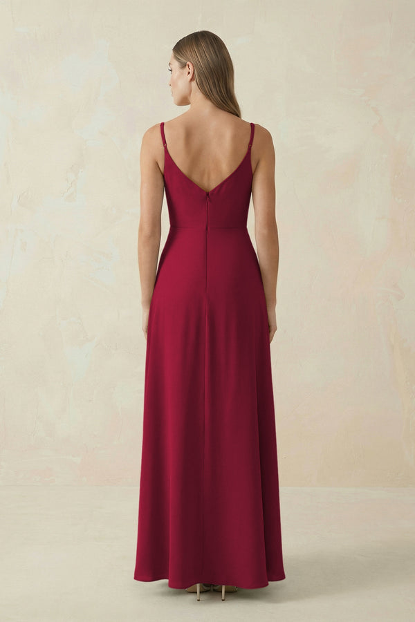 Cami Strap A - Line Chiffon Bridesmaid Dress in Berry - SHE IS ME Bridesmaid Dresses