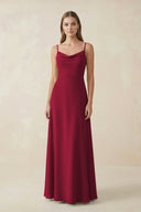 Cami Strap A - Line Chiffon Bridesmaid Dress in Berry - SHE IS ME Bridesmaid Dresses