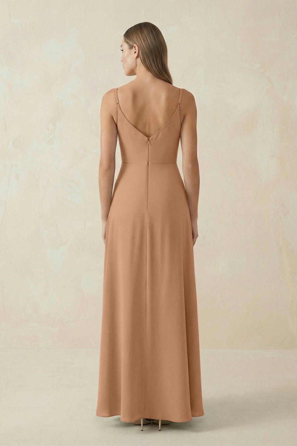 Cami Strap A - Line Chiffon Bridesmaid Dress in Bronzer - KISS BRIDAL Bridesmaid Dresses