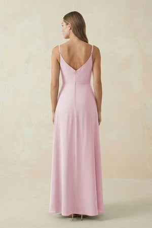 Cami Strap A - Line Chiffon Bridesmaid Dress in Candy Pink - SHE IS ME Bridesmaid Dresses