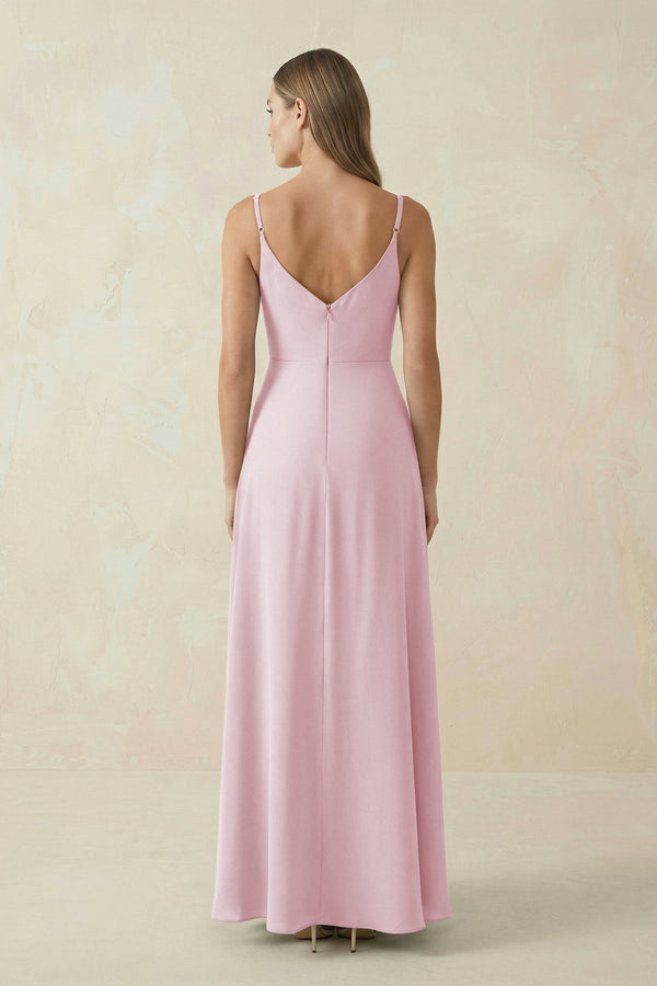 Cami Strap A - Line Chiffon Bridesmaid Dress in Candy Pink - SHE IS ME Bridesmaid Dresses