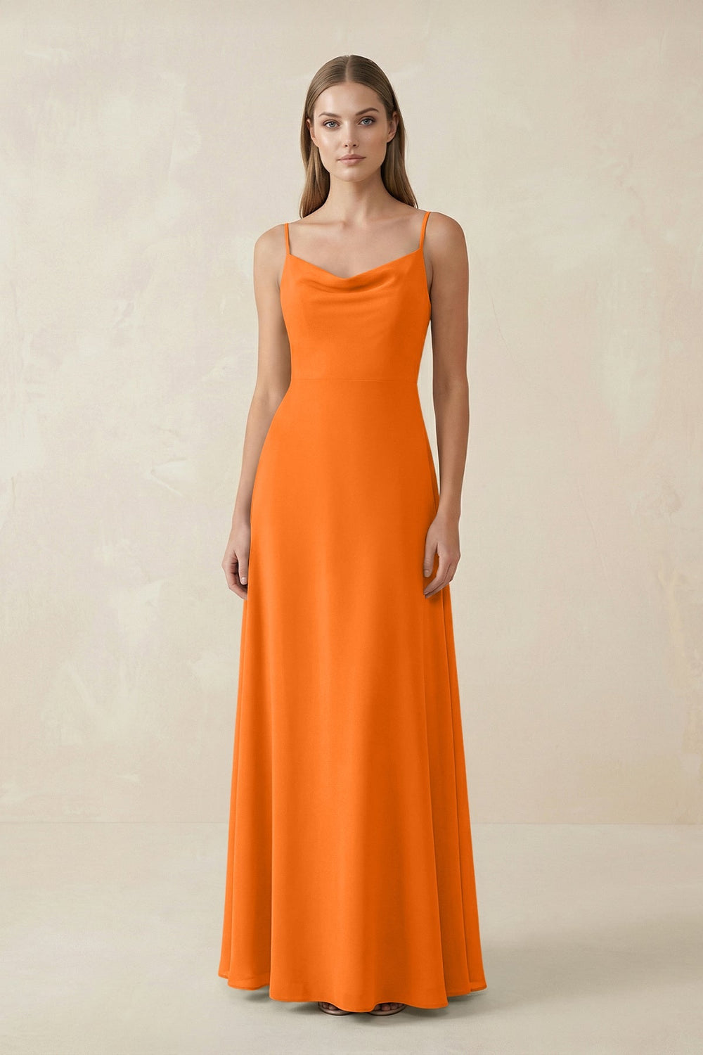 Cami Strap A - Line Chiffon Bridesmaid Dress in Cinnamon - KISS BRIDAL Bridesmaid Dresses