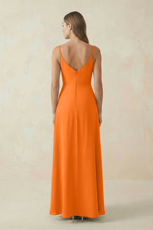 Cami Strap A - Line Chiffon Bridesmaid Dress in Cinnamon - SHE IS ME Bridesmaid Dresses