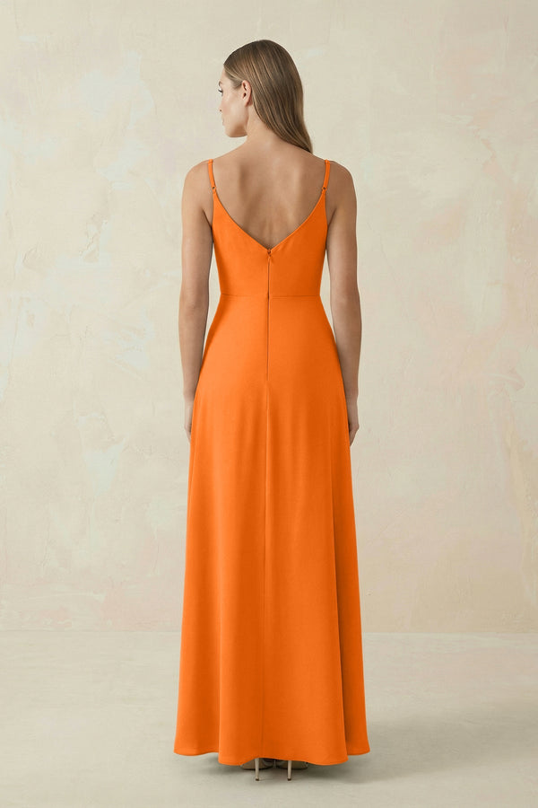 Cami Strap A - Line Chiffon Bridesmaid Dress in Cinnamon - SHE IS ME Bridesmaid Dresses