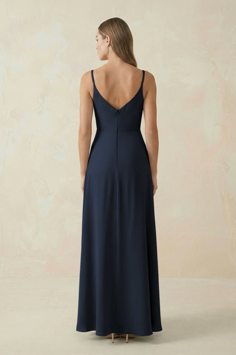 Cami Strap A - Line Chiffon Bridesmaid Dress in Dark Navy - KISS BRIDAL Bridesmaid Dresses