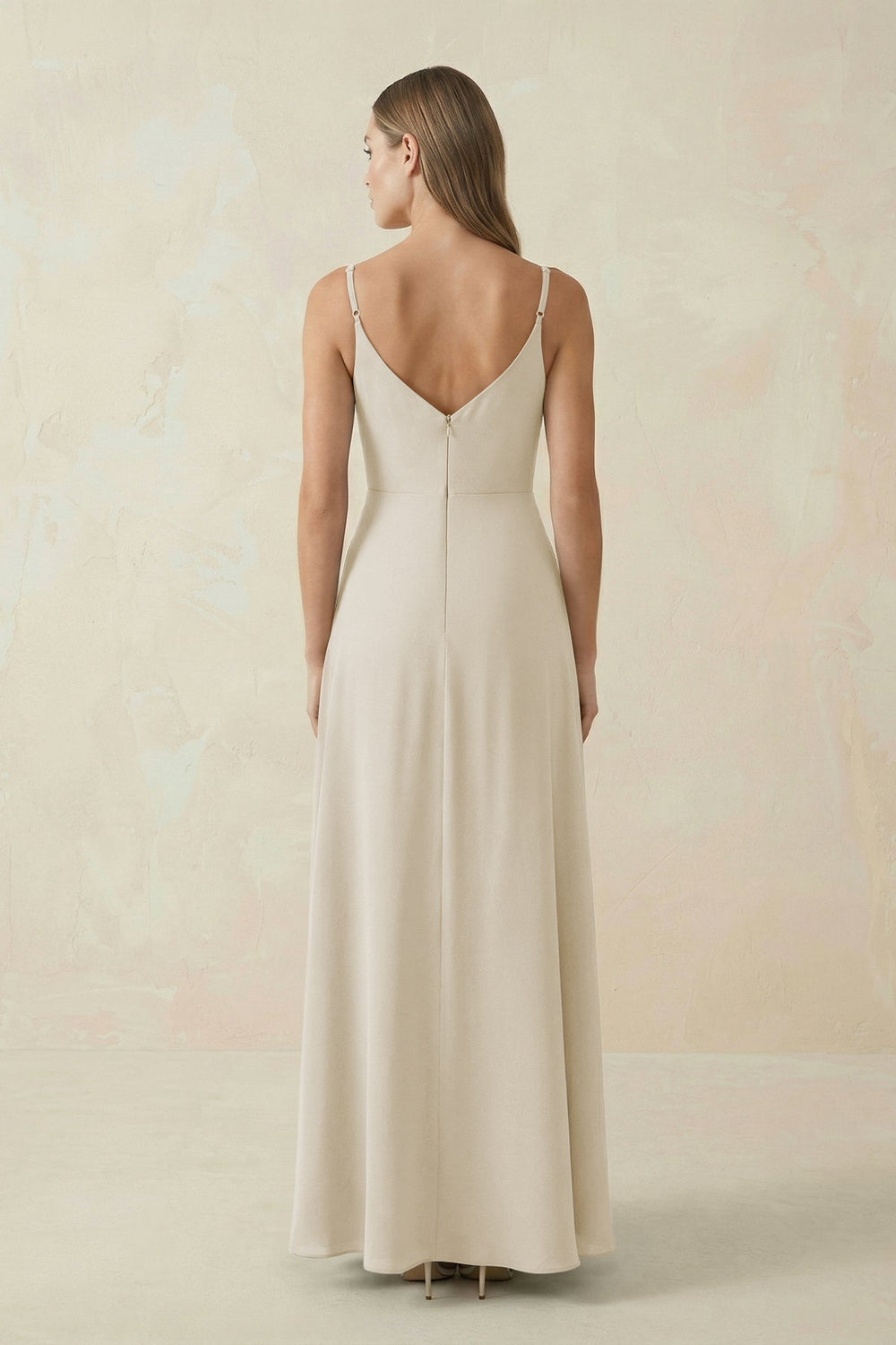 Cami Strap A - Line Chiffon Bridesmaid Dress in Dove Gray - KISS BRIDAL Bridesmaid Dresses