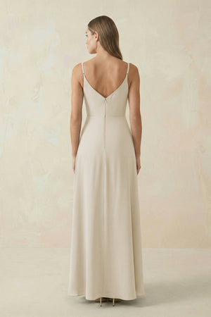Cami Strap A - Line Chiffon Bridesmaid Dress in Dove Gray - SHE IS ME Bridesmaid Dresses